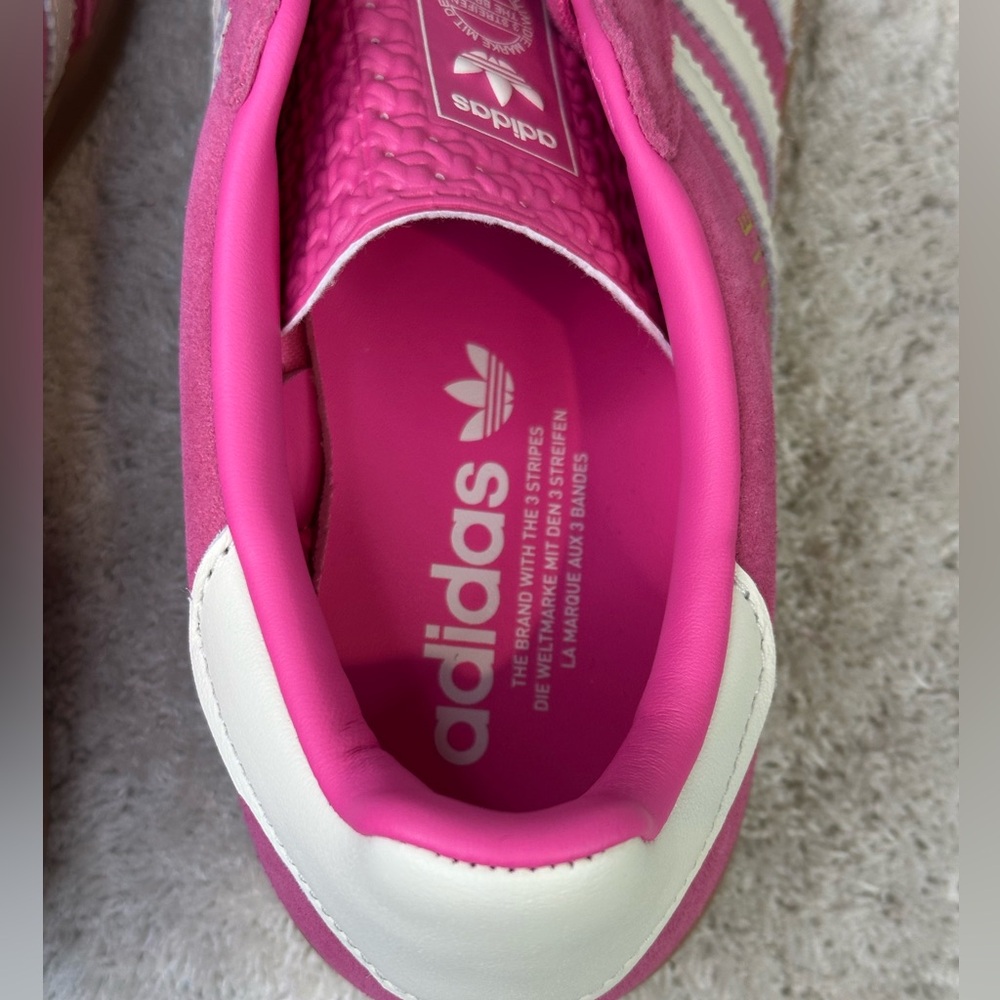 adidas Gazelle Hot Pink and White Suede Sneakers - Picture 7 of 9